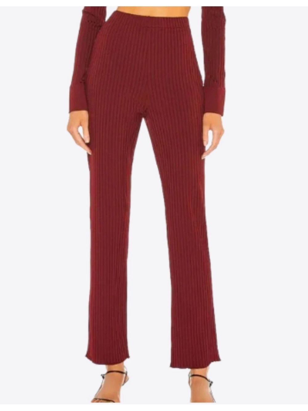 L'Academie NWT Ruby Red Ribbed Pull On Pants Size Small
